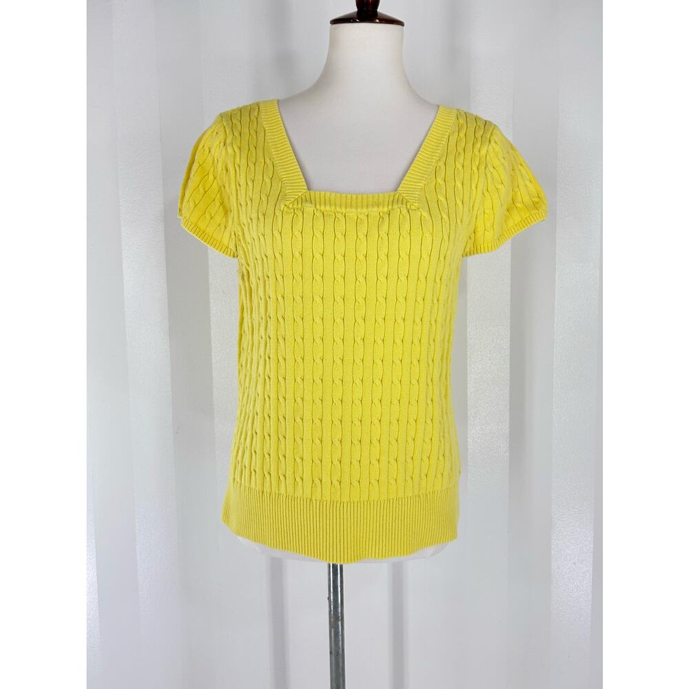 PRIA Women’s Yellow Square Neck Sweater Sz XL